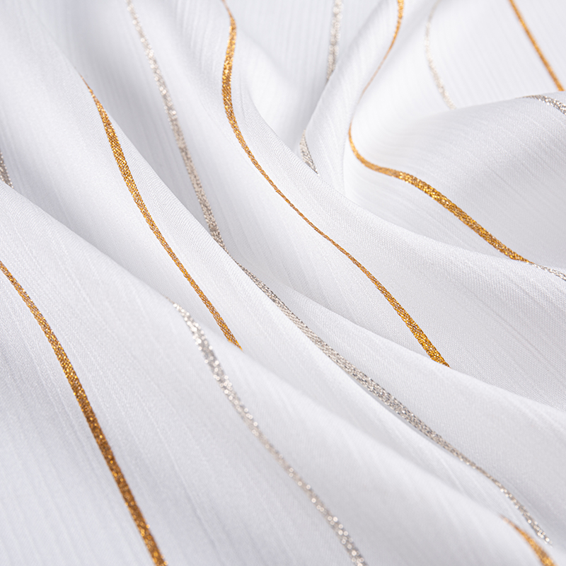 Satin Crepe Gold Stripe Tela