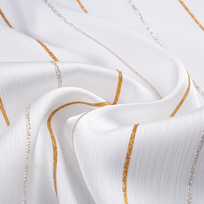 Satin Crepe Gold Stripe Tela