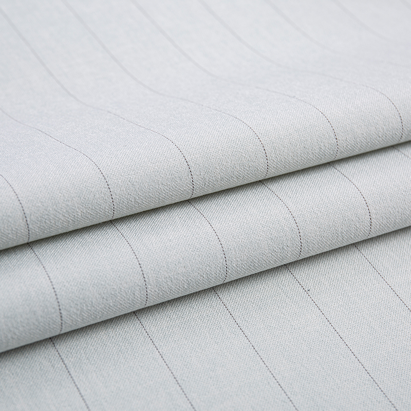 Leisure Silk Rayon Narrow Stripe Grayish White na Tela